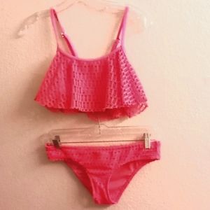 ROXY SWIM Beachy Flirty Barbiecore Size M  Hot Pink color